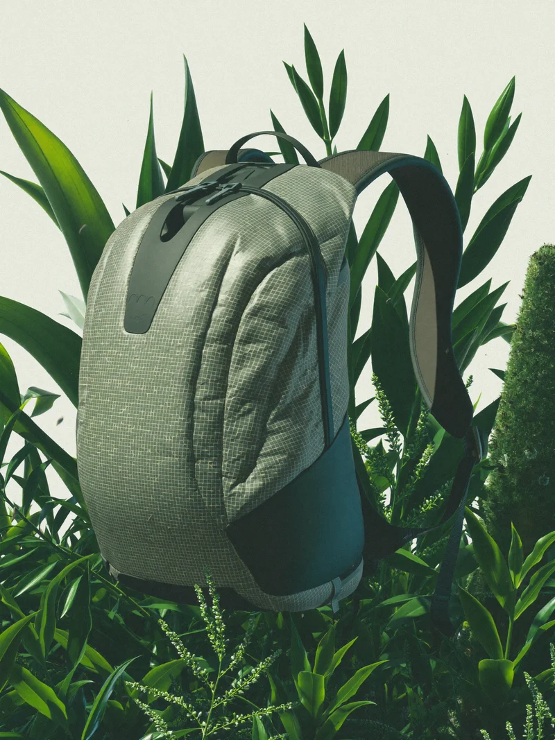 Ilustrace konceptu technického outdoorového batohu bez log