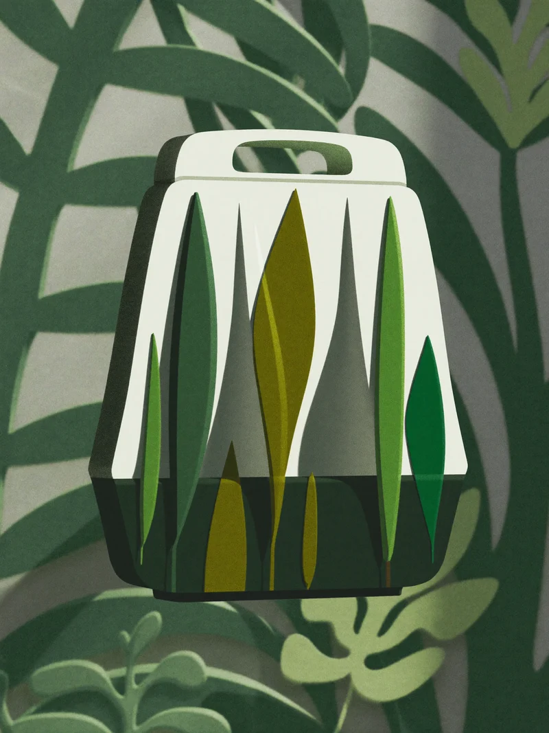 Ilustrace konceptu izolované cestovní nádoby s geometrickým vzorem